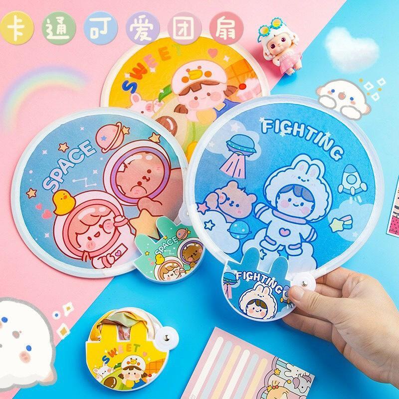 Quạt Vải Mini Cầm Tay Gấp Gọn Họa Tiết Dễ Thương