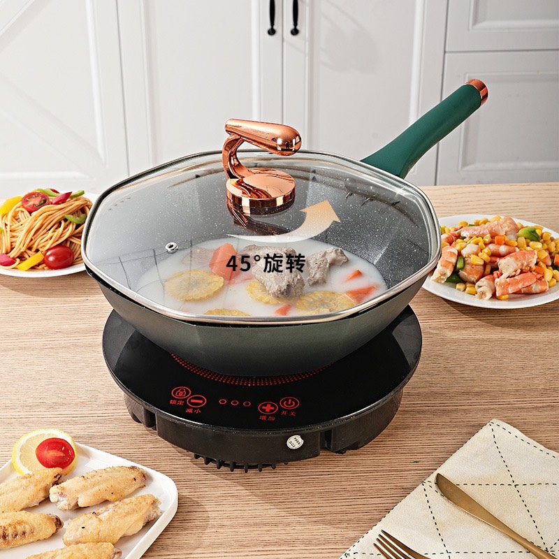 CHẢO CHỐNG DÍNH ĐÁY TỪ CAO CẤP THIẾT KẾ SÂU LÒNG, KIỂU DÁNG BÁT GIÁC ĐỘC ĐÁO, ĐƯỜNG KÍNH 32CM, ĐÁY TỪ DÙNG CHO MỌI LOẠI BẾP GIA ĐÌNH, NHÀ HÀNG