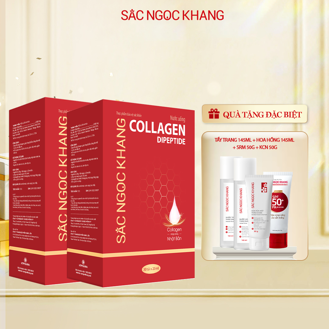 Combo 2 hộp Nước uống đẹp da Collagen Dipeptide Sắc Ngọc Khang tinh khiết 30 túi