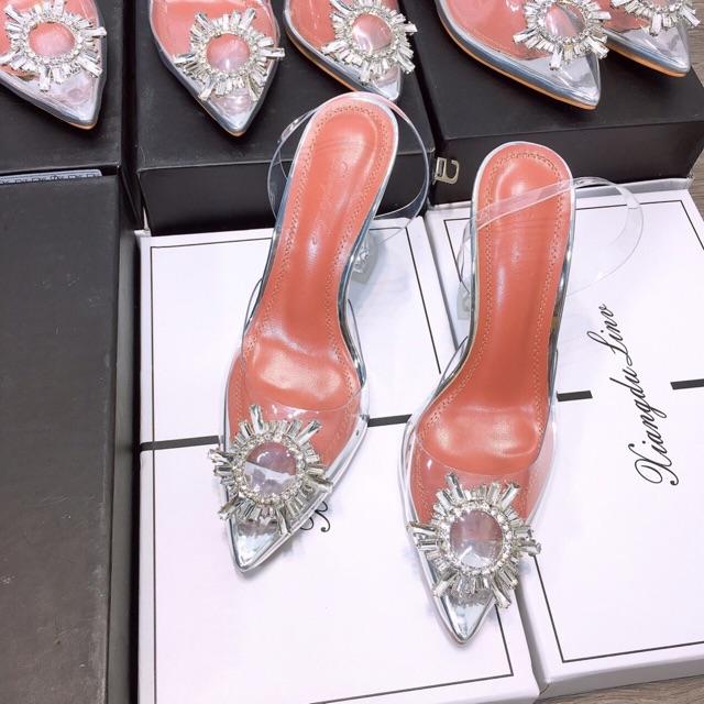 Sandal pha lê hoa đá kèm ảnh thật - Cherry shoes