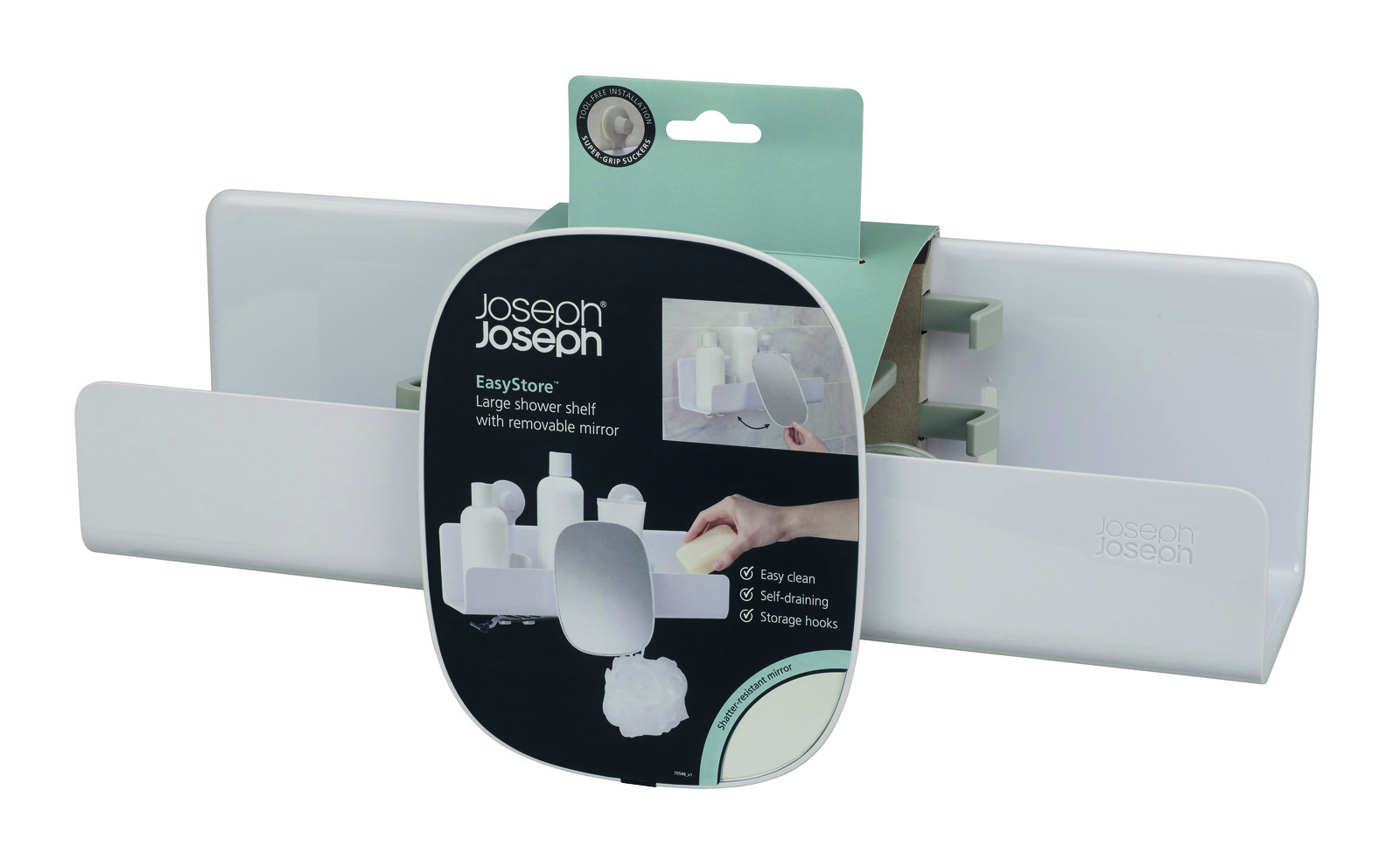Joseph Joseph - Kệ đựng đồ nhà tắm có gương cao cấp EasyStore Large Shower Shelf with Removable Mirror 002874