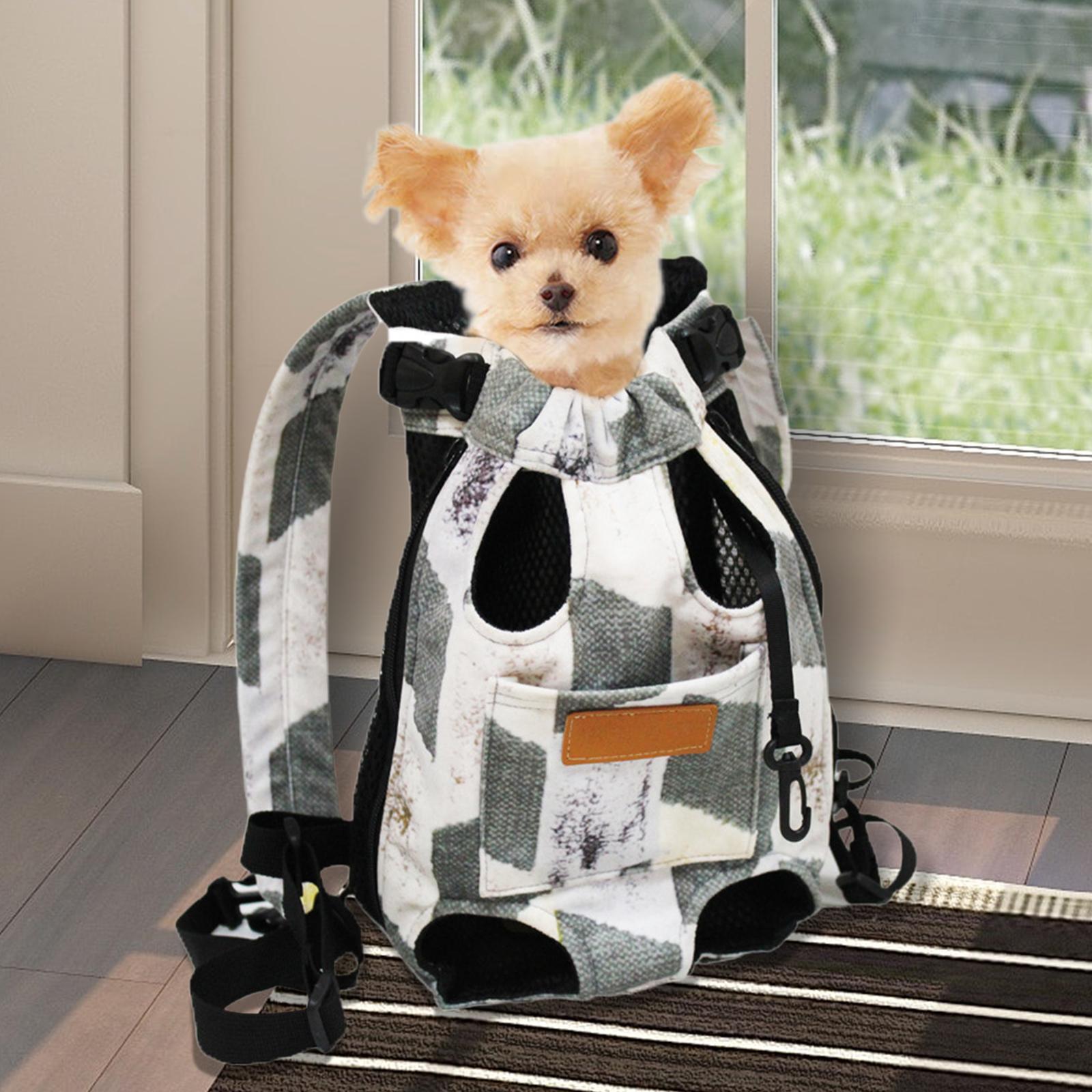 Pet Cat Carrier Backpack Chest Bag with Adjustable S Gray White