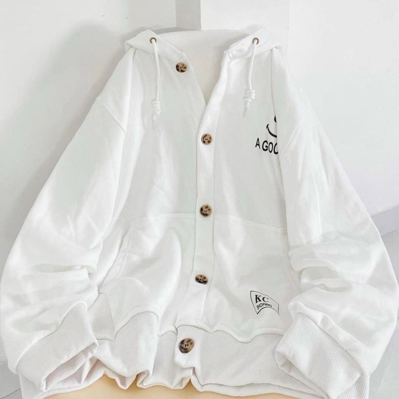 Áo khoác cadigan in Nón 2 lớp ,logo in,nút như hình, phom dưới 70kg .