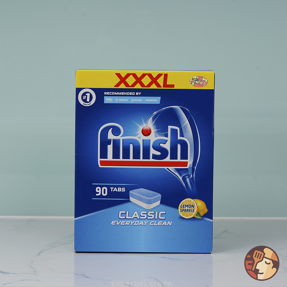 Viên rửa bát Finish Classic 90 viên - Hương chanh, nhập khẩu chính hãng, dùng cho máy rửa bát