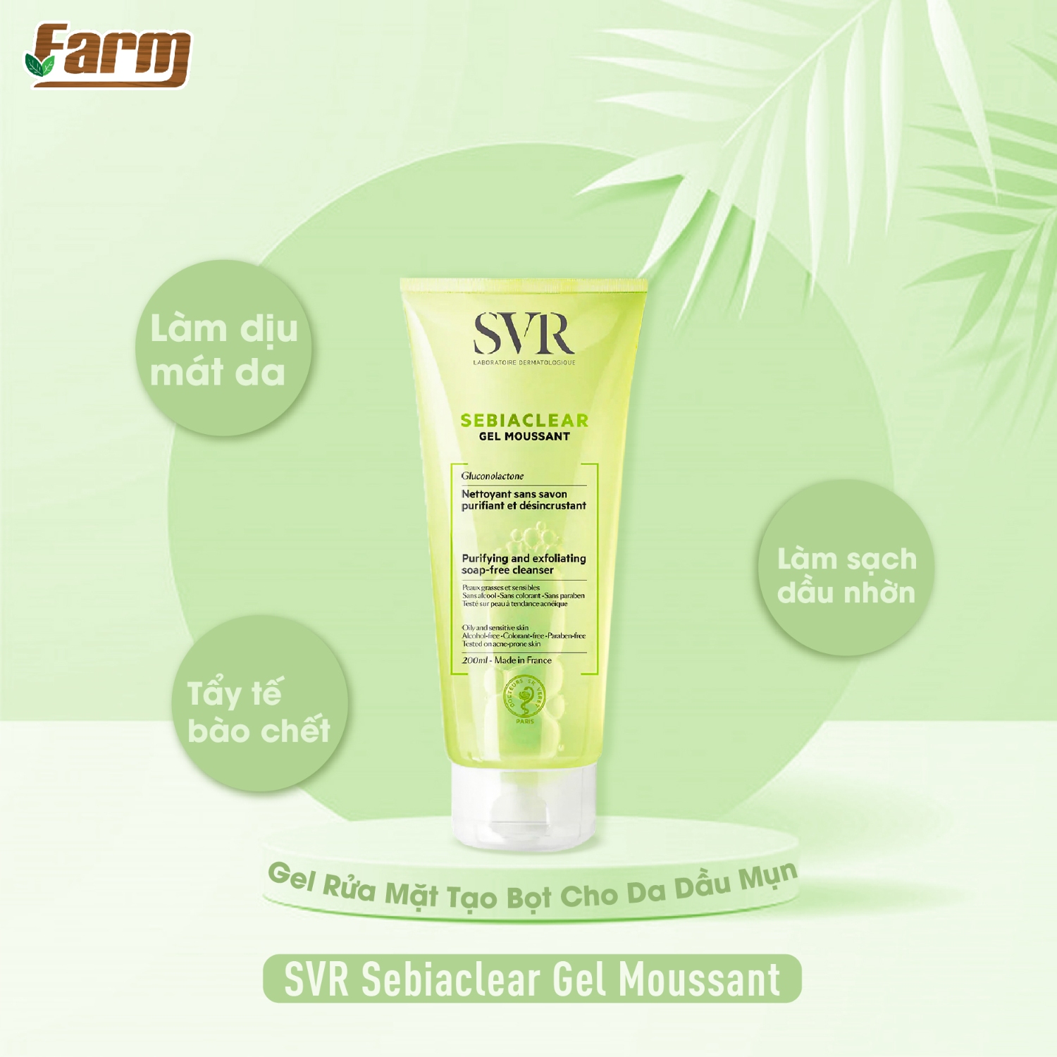 Gel Rửa Mặt Tạo Bọt Cho Da Dầu Mụn Sebiaclear Gel Moussant 55 ml