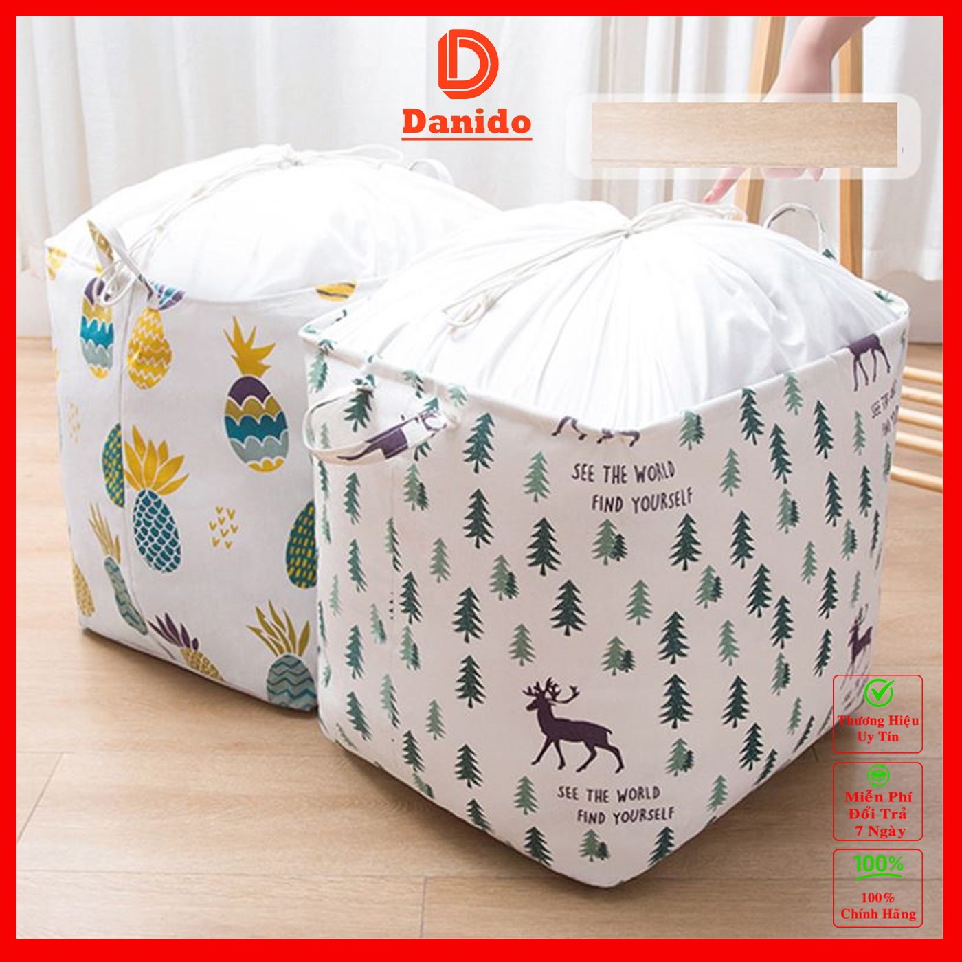 Combo Túi Bạt Đựng Quần Áo, Chăn Mền [CHỌN 1C, COMBO 2C] (Giao Ngẫu Nhiên) Chống Thấm Nước, Bộ Giỏ Sọt Đựng Đồ Dơ Họa Tiết Vintage