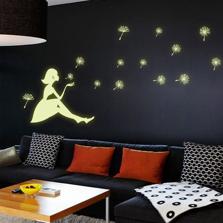 Decal cô gái bồ công anh dạ quang