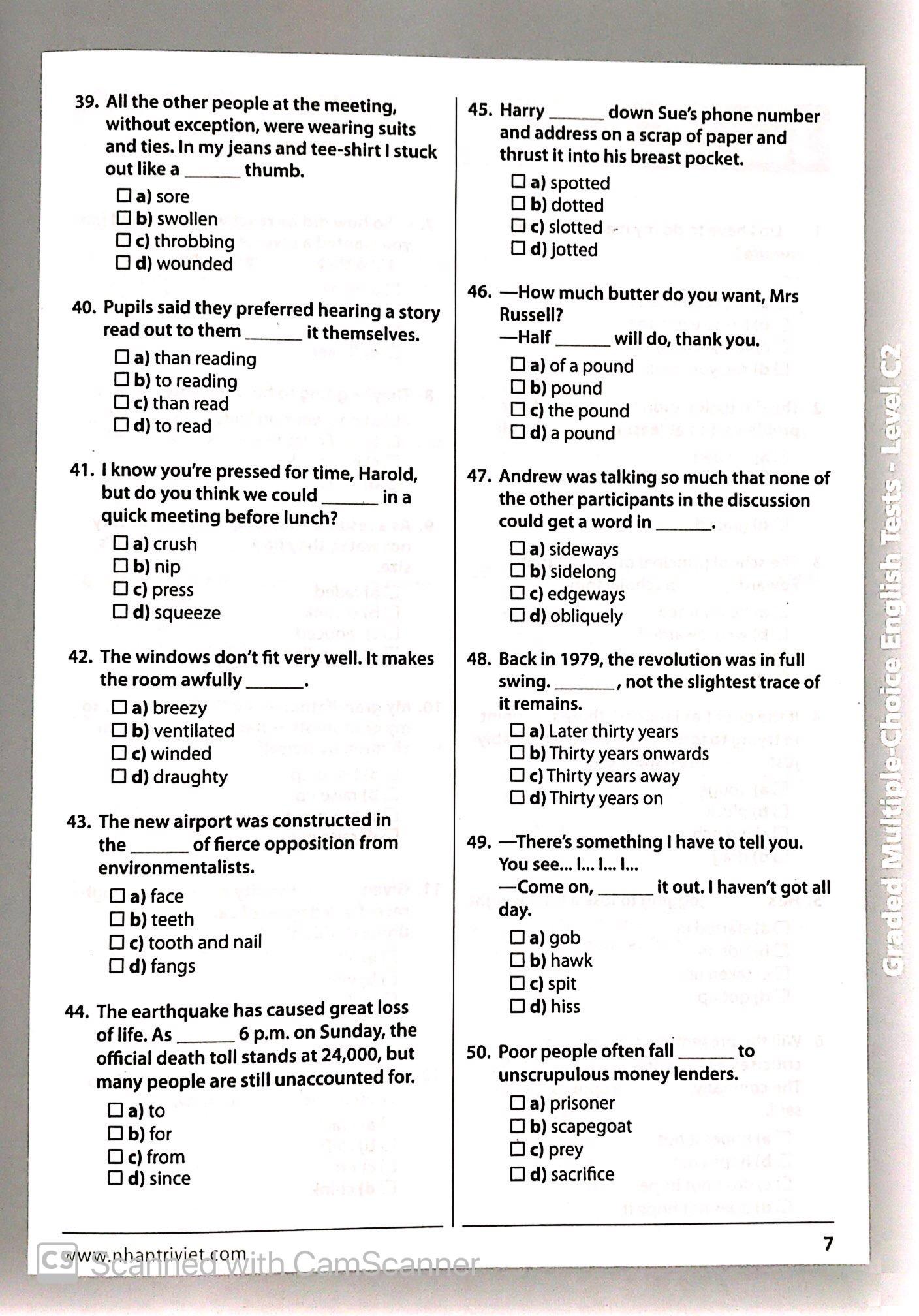 Graded Multiple - Choice English Test Level C2 (Không CD)