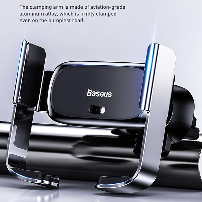Giá đỡ đế giữ cảm biến cho điện thoại kẹp lỗ thoát khí hiệu Baseus Mini Electric Car Holder dùng trên xe hơi xe ô tô Khóa thông minh tự động - Hàng nhập khẩu