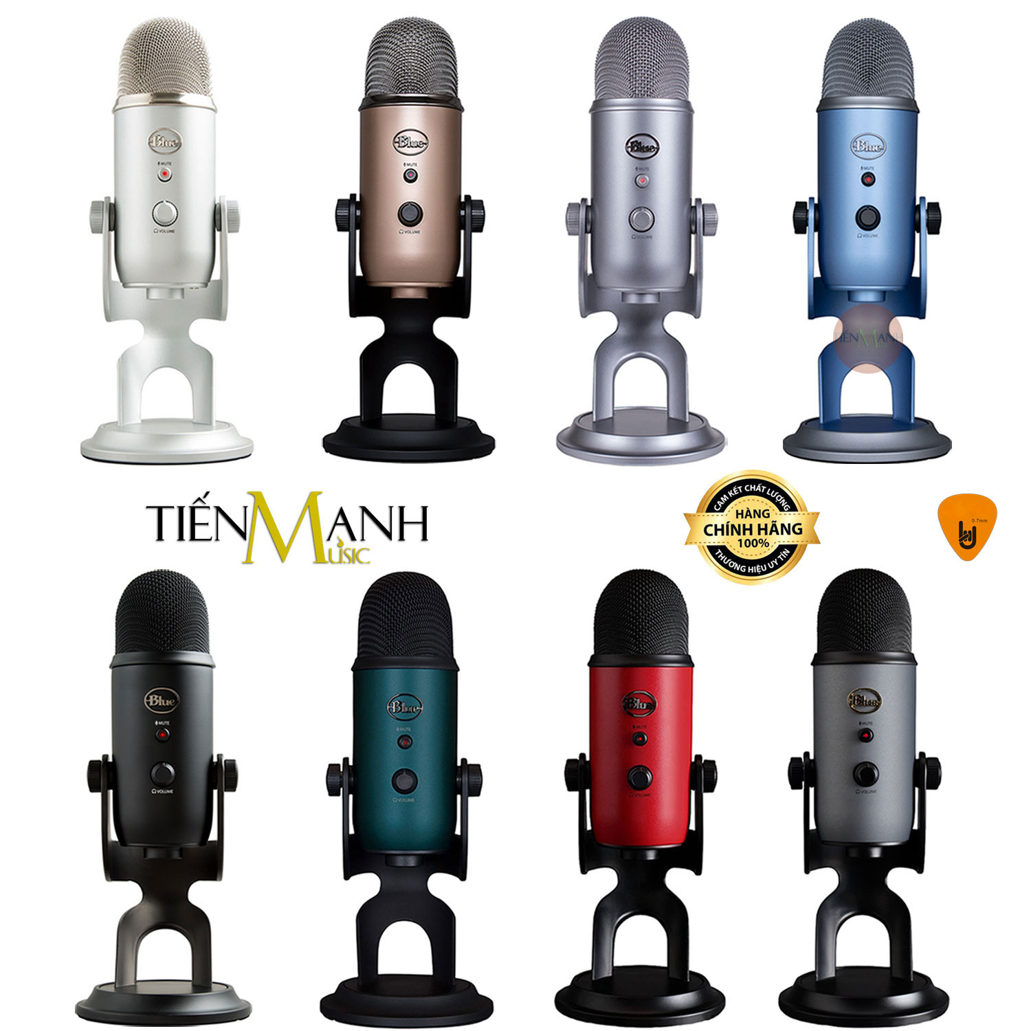 Micro Blue Yeti USB 3 Condenser - Mic Thu Âm Podcast, Livestream, Radio, ASMR Microphone Phòng Thu Studio Hàng Chính Hãng - Kèm Móng Gẩy DreamMaker