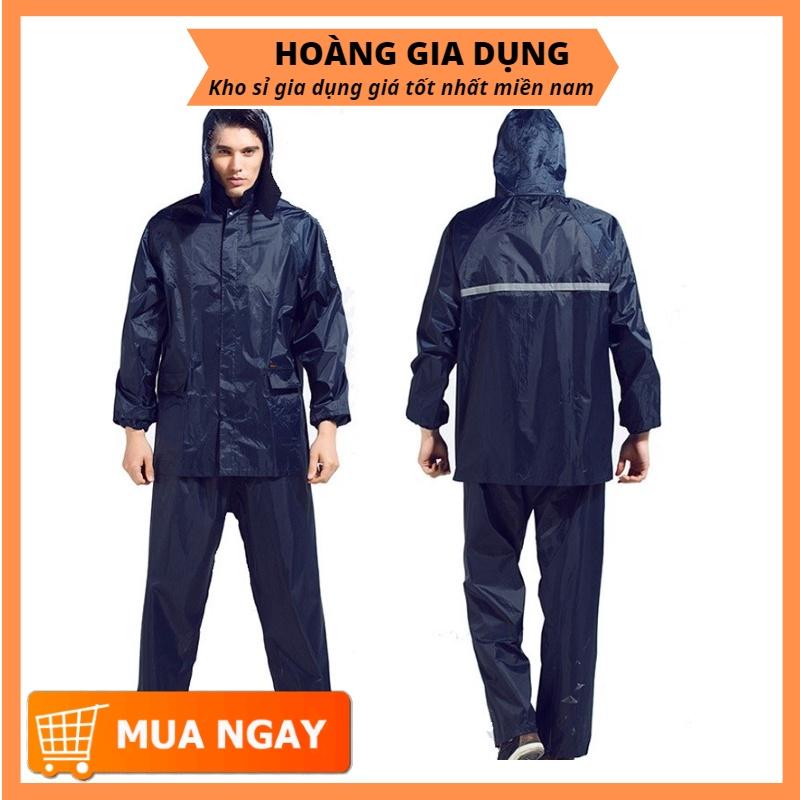 Áo Mưa Bộ Vải Dù Xanh Đen Siêu Bền Không Thấm Nước Nhiều Size Nam & Nữ AM08