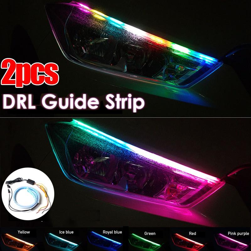 2 cái siêu mịn DRL siêu mỏng chạy ban ngày Ánh sáng chảy Rẽ LED DRL chống thấm nước DRL linh hoạt Hướng dẫn ống mềm cho ô tô Dải đèn LED cho đèn pha