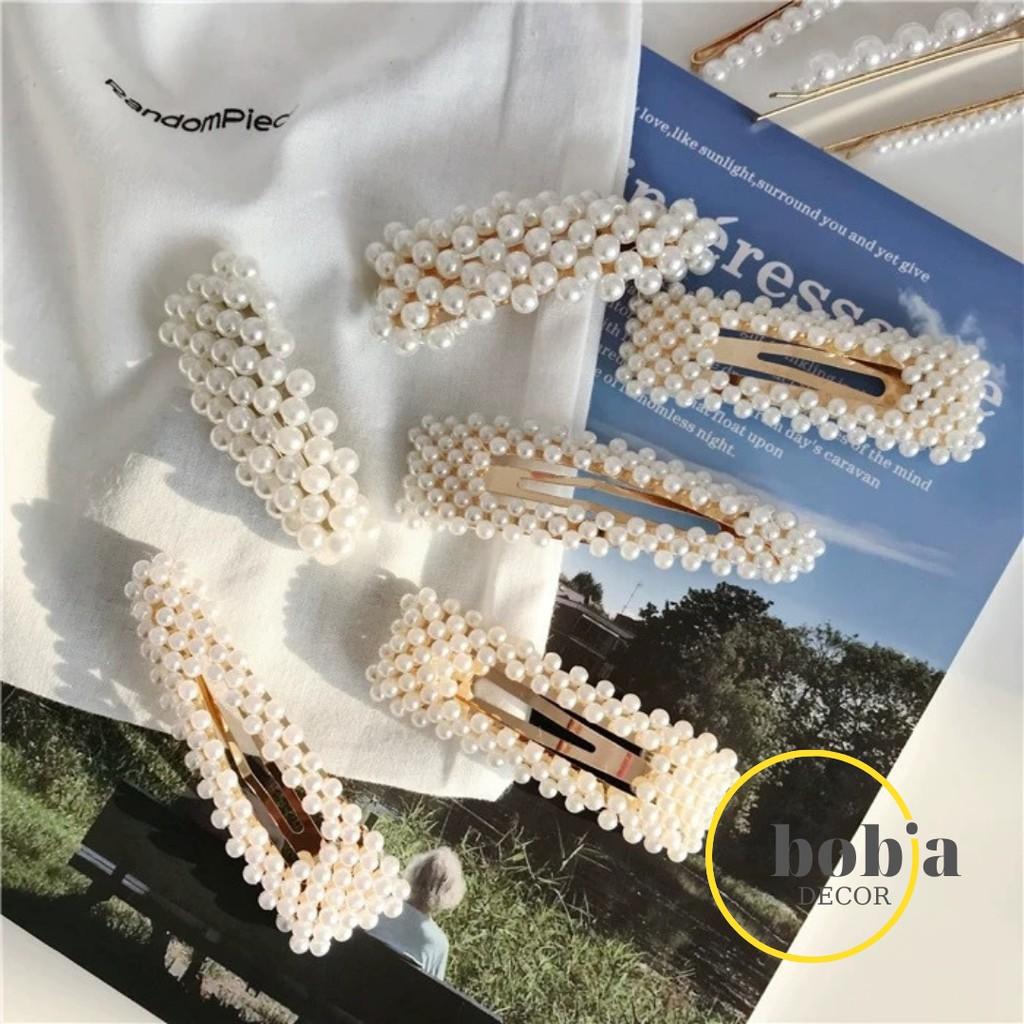 Kẹp tóc nhiều mẫu dễ thương - Kẹp tóc phong cách Hàn Quốc đính ngọc trai