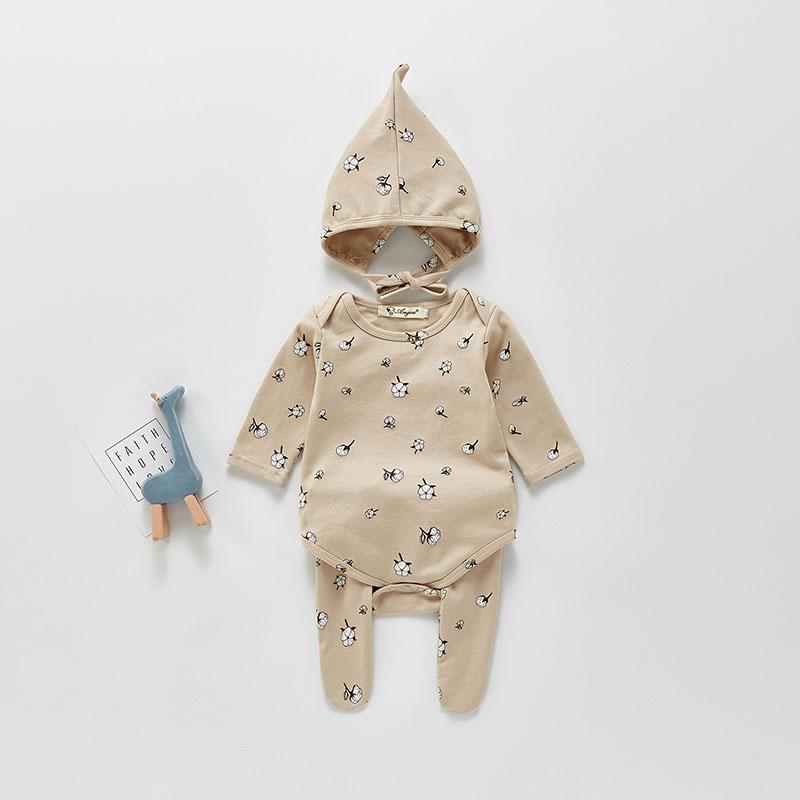 MILANCEL 2021 Mùa Thu Cho Bé Bộ Cotton Body Quần Và Nón Cùng 3 Chiếc Áo Trẻ Sơ Sinh Phù Hợp Với In Tập Đi Cho Quần Áo