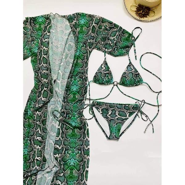 BIKINI HỌA TIẾT DA TRĂN KÈM ÁO CHOÀNG CAO CẤP BIKINI UMI