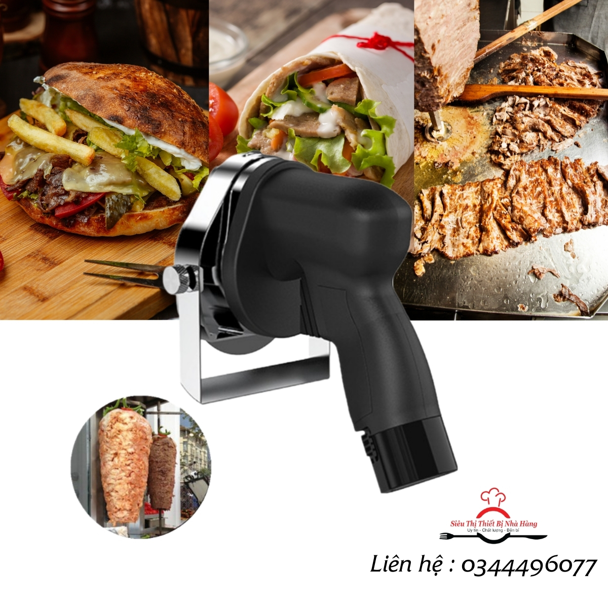 MÁY CẮT THỊT DONER KEBAB LOẠI KHÔNG DÂY - SẠC PIN