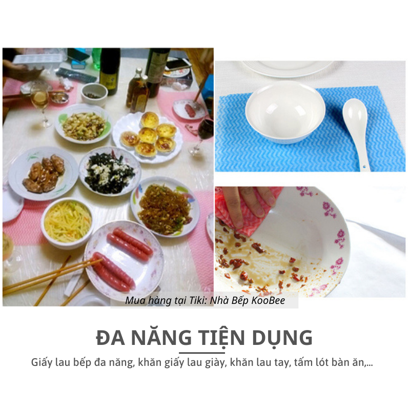 Giấy cuộn lau bếp  đa năng 50 tờ - Giấy lau đa năng dai bền siêu thấm tái sử dụng KooBee (NB36)