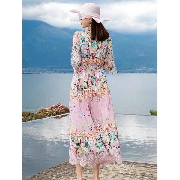 Đầm maxi lụa hoa rơi