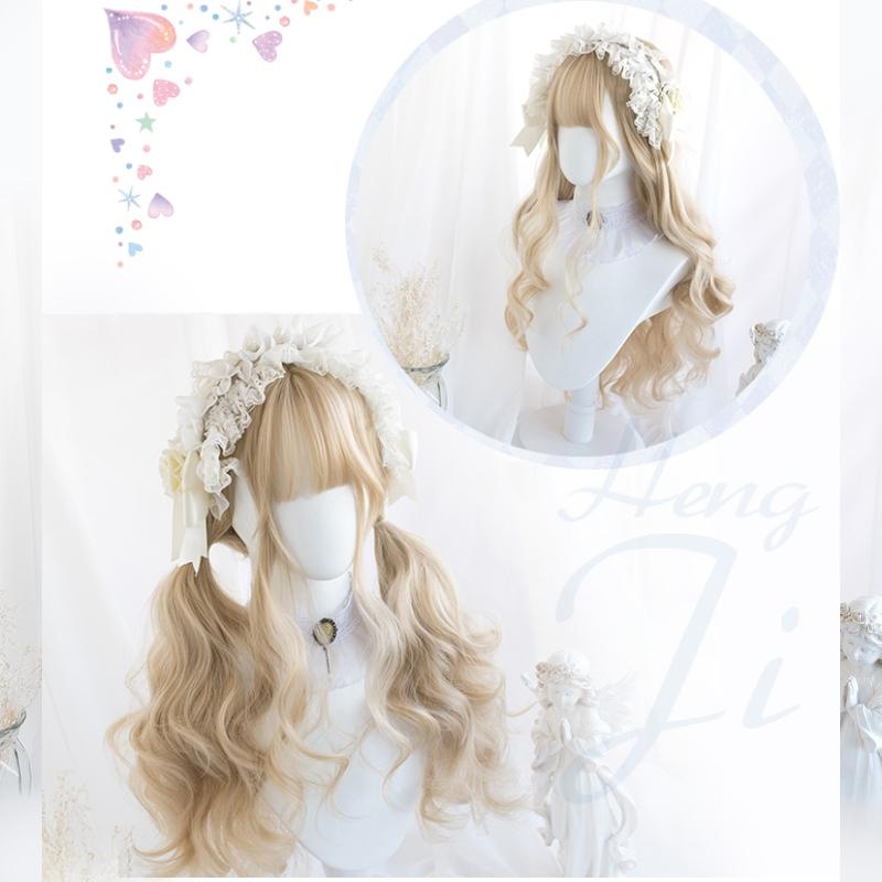 Wig/Tóc giả xoăn sóng màu trà nữ tính tiểu thư - A19 Nguyên đầu tên/lolita
