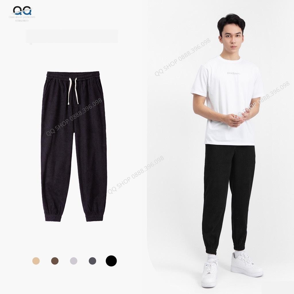 Quần jogger nam thể thao ống rộng chất nhung tăm unisex dày dặn phong cách QQ SHOP