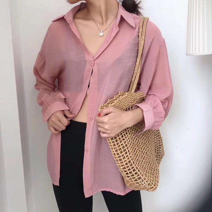 Áo Sơmi cutout hở lưng form rộng màu đỏ hồng SOMI SHIRT