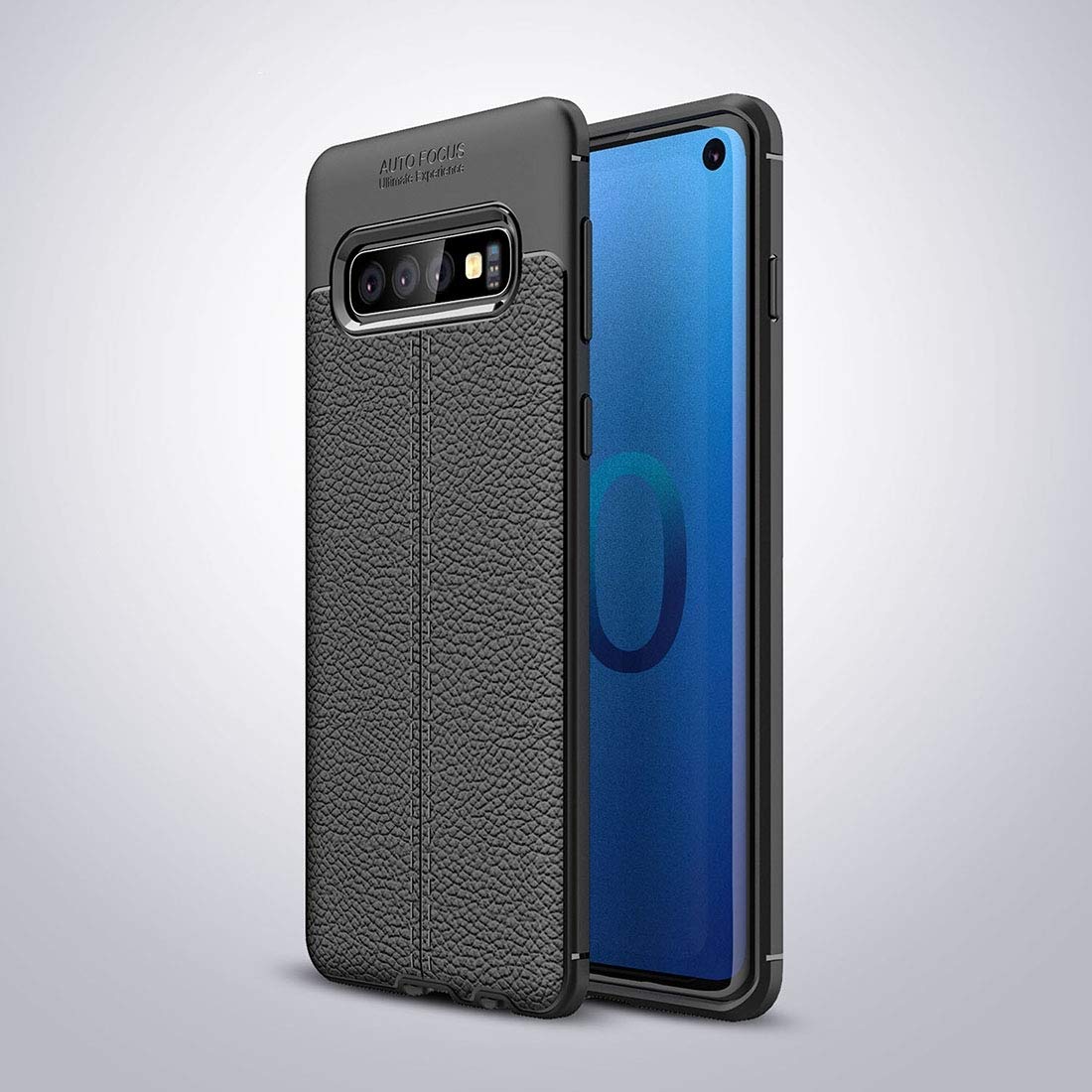 Ốp lưng Silicon Auto Focus giả da, chống sốc dành cho Samsung S10 - Hàng Chính Hãng