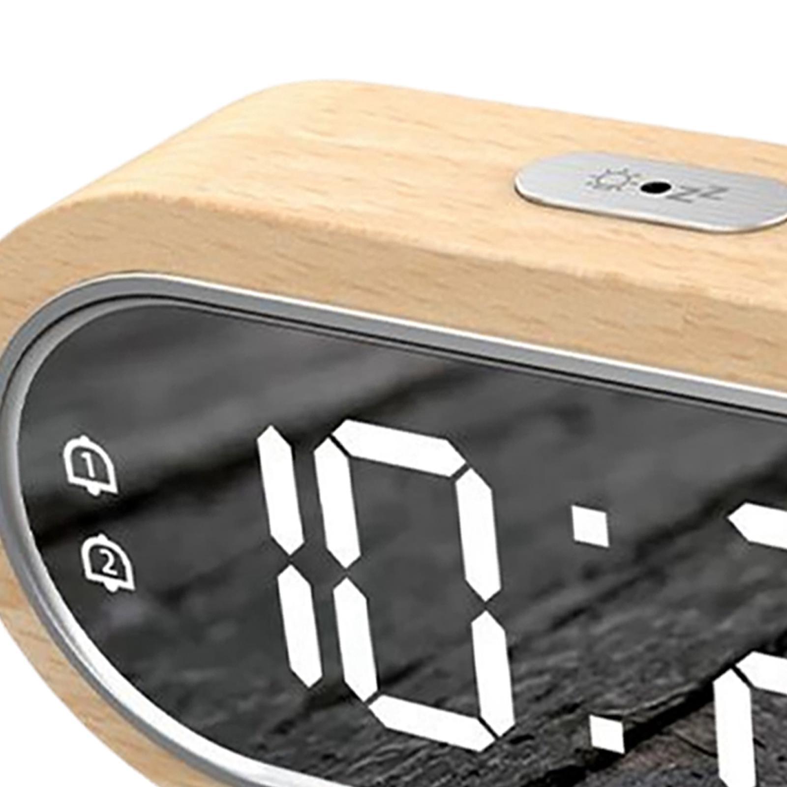 Alarm Clock, Snooze LED Display Dimmer Thermometer, Battery Powered USB Dual Alarm Clock for Desktop