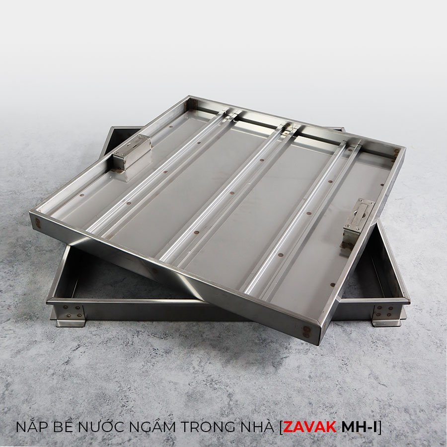 Nắp bể nước ngầm Zavak MHI-60 dùng trong nhà, KT60x60cm, lát gạch dày 2cm, chịu tải xe máy, inox 304