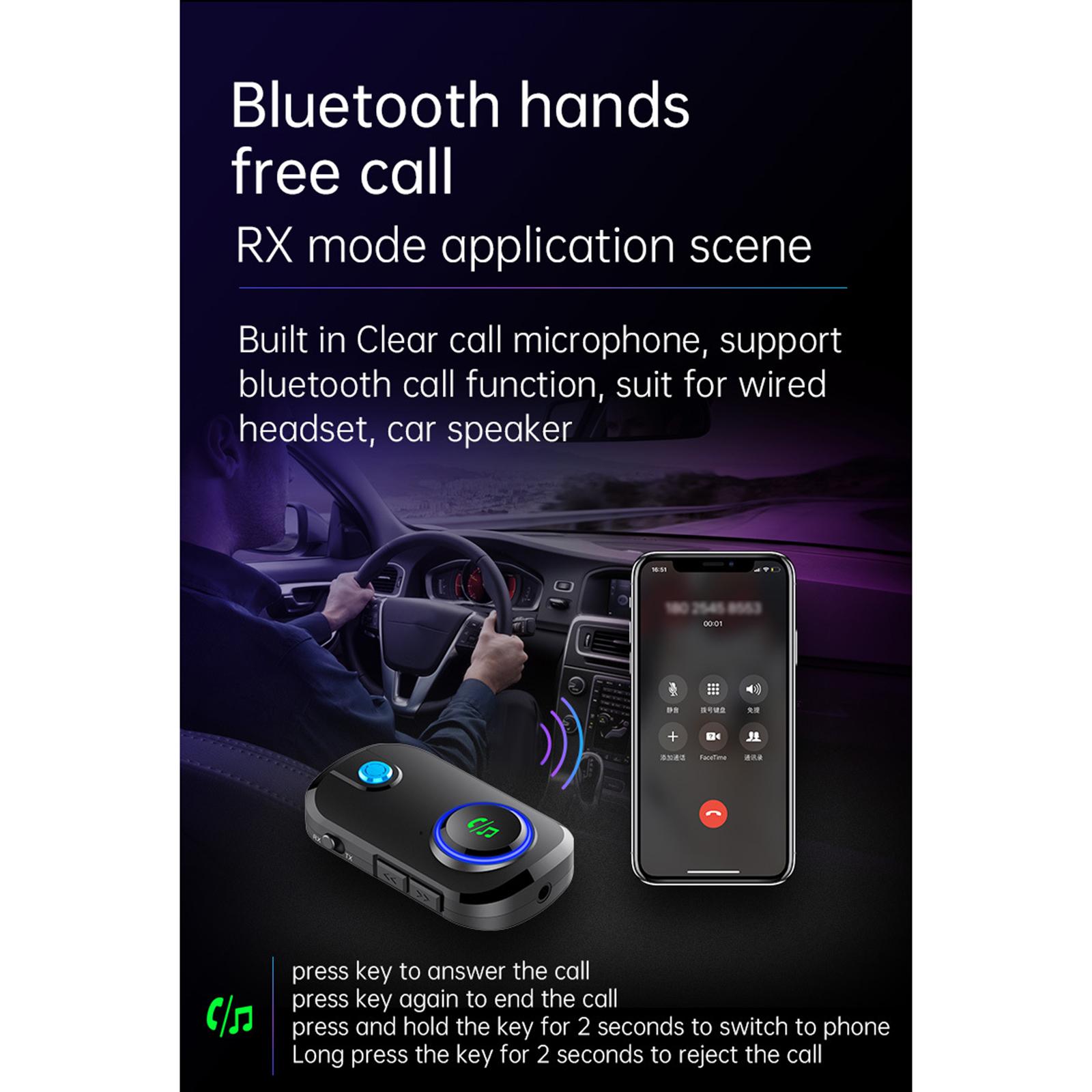 Bluetooth v5.0 Transmitter and Receiver, 2-in-1 Wireless Audio Transmitter Receiver, Stereo Audio Aux Bluetooth Dongle for PC