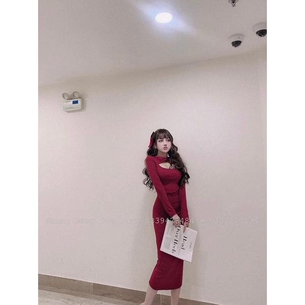 Váy Body Len Tăm Hở Ngực 3 Màu Sexy Có Ảnh Thật Kèm Video