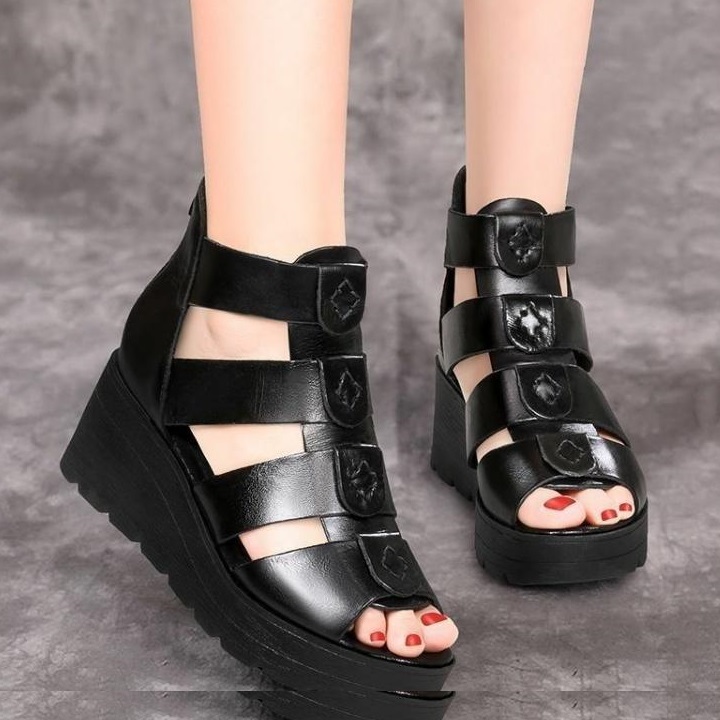 Giày sandal xuồng 6 phân 4 dây bảng to S018 đế đúc chống trượt chắc chắn