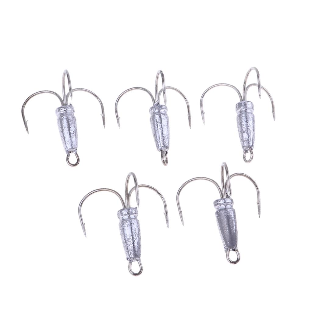 5 Pieces Treble Anchor Fishing Hooks Lead Head for Sea Boat Lake Fishing