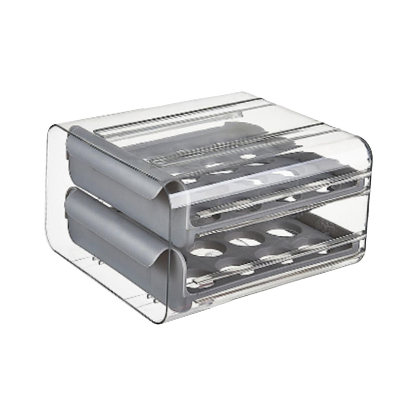 Egg Holder for Refrigerator Egg Tray Durable Large Capacity Transparent Egg Storage Container Drawer Egg Fresh Storage Box for Cupboard