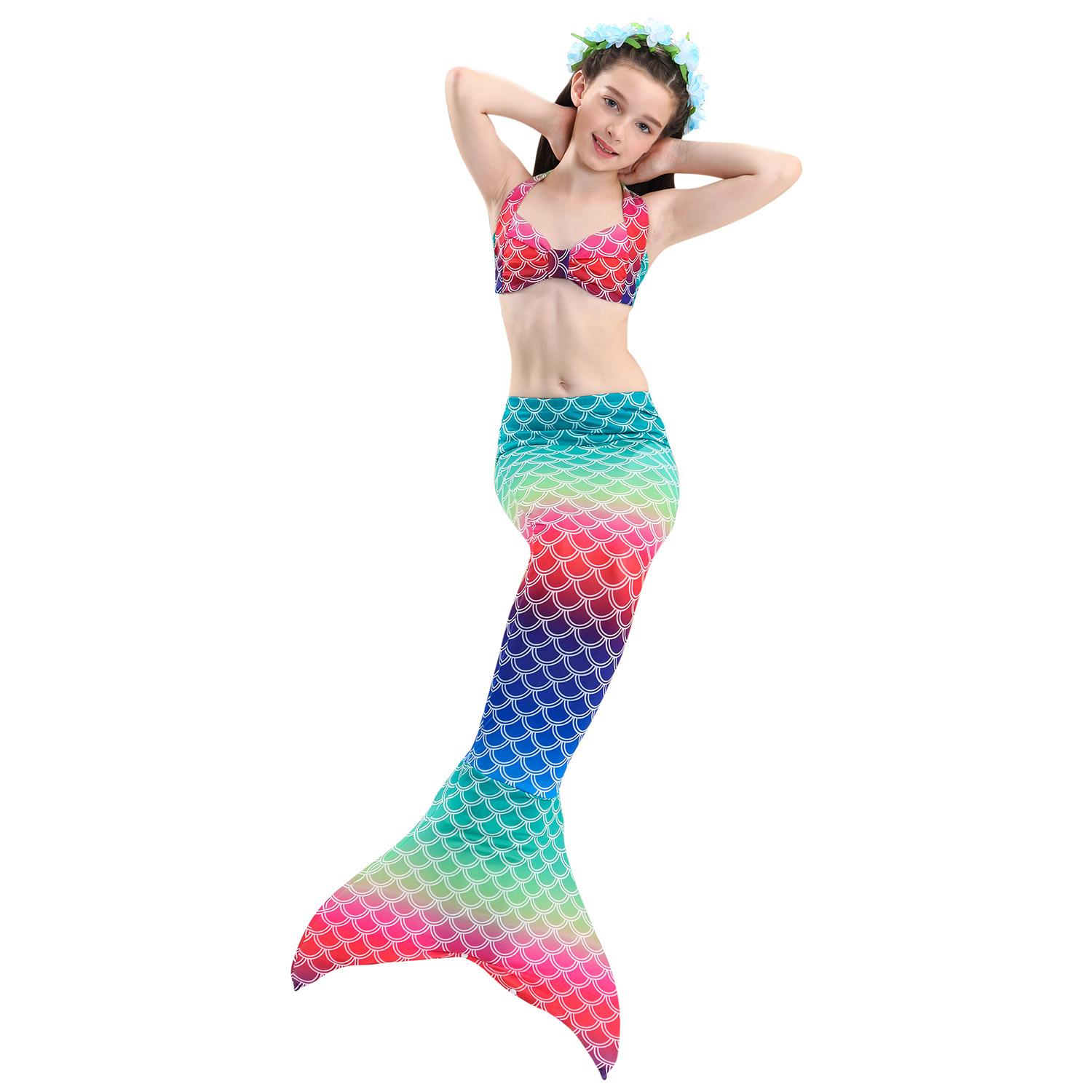 Nàng Tiên Cá Đuôi Bơi Monofin Áo Tắm Bé Gái Trẻ Em Swimmable Bikini Đồ Bơi Cho Bé Gái Nàng Tiên Cá Trang Phục Hóa Trang