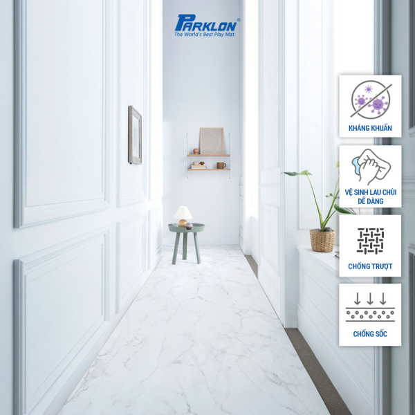 Thảm Em Bé Cao Cấp Parklon PVC Vân Đá Hoa Cương Trắng Chính Hãng Hàn Quốc cm Chống Bụi Kháng Khuẩn Khử Mùi Chống Ồn Chống Trượt Chống Sốc