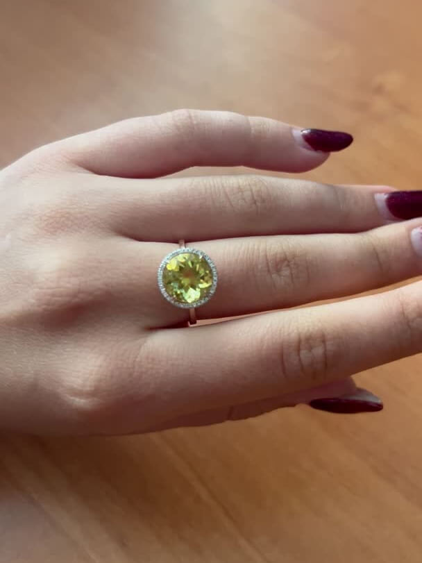 Nhẫn Vàng 14K Đính Đá Citrine và 38 Viên Kim Cương Tấm - MOON Jewelry