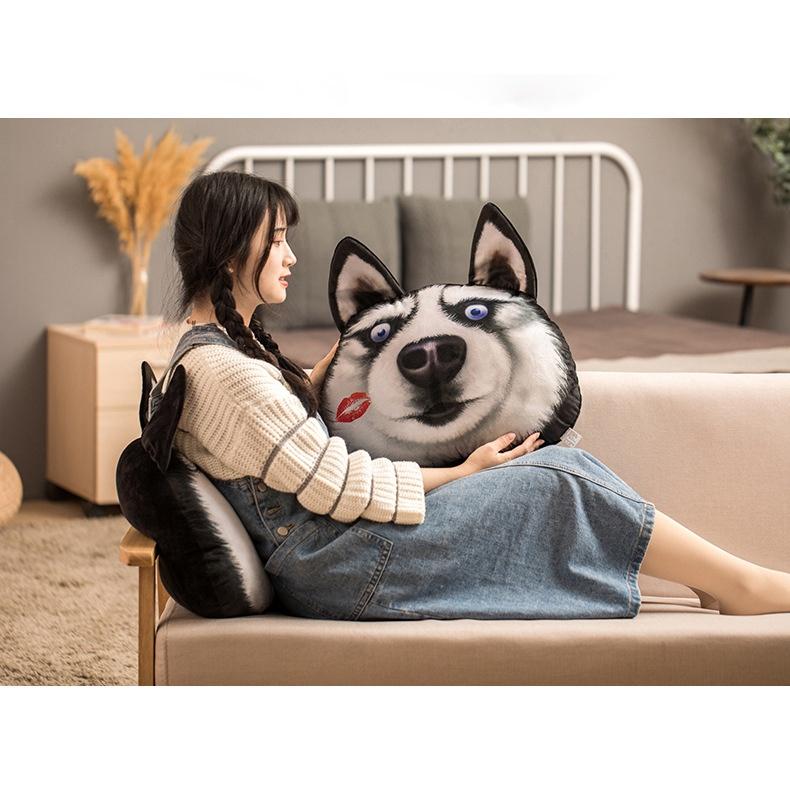 Gối ôm gấu bông chó Husky mặt ngáo - Thú Nhồi Bông - Đồ chơi sang trọng