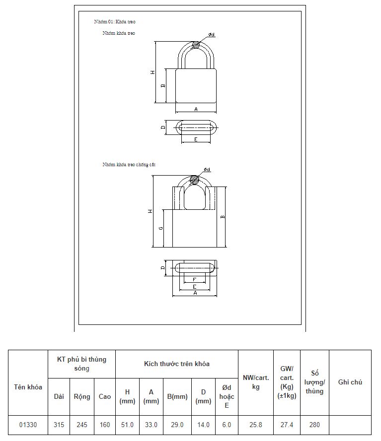 Ổ khóa cửa treo Việt Tiệp đồng vàng 01330 / 1466/38M (0138M) / 0145M / 1466/52M (0152M) / 0163M / 1466/66M (0166M) chất liệu làm từ đồng màu vàng, là loại khóa thông dụng hiện nay tại các hộ gia đình - Thuộc loại khóa treo chìa (khi khóa cần chìa)