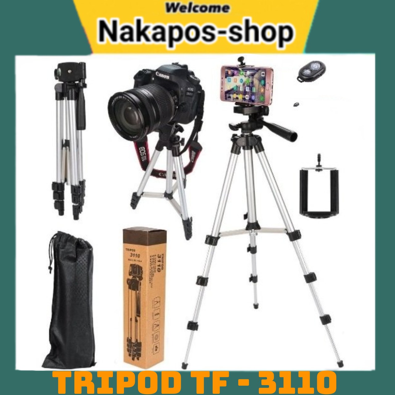 Combo Gậy Chụp Hình Tripod 3110 tặng kèm Remote Chụp Ảnh