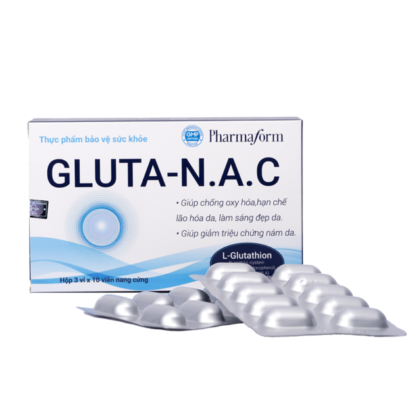 Viên uống Pharmaform Gluta N.A.C sáng da, ngừa lão hoá Hộp 30 viên