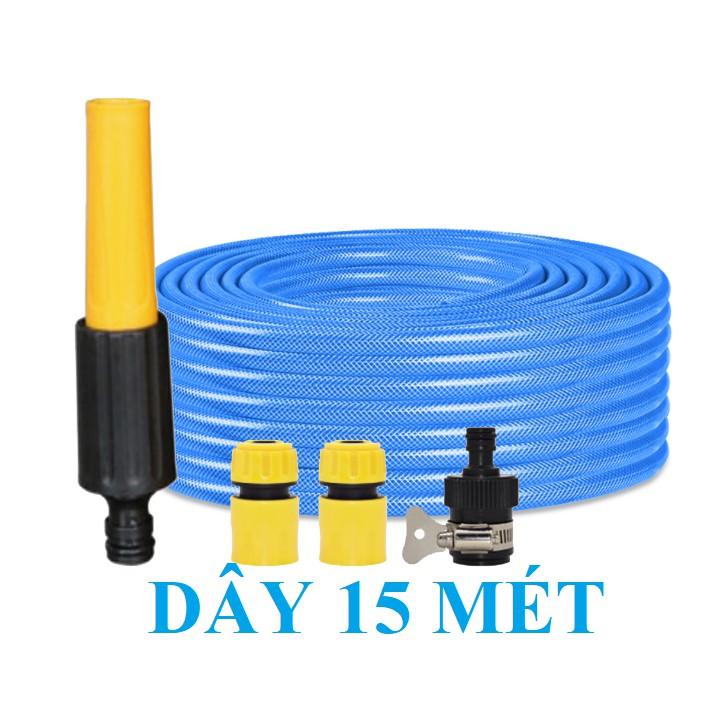 ️ Bộ dây vòi xịt nước rửa xe, tưới cây , tăng áp 3 lần, loại 15m 206622-5 cút sập,nối đen+ mở chai
