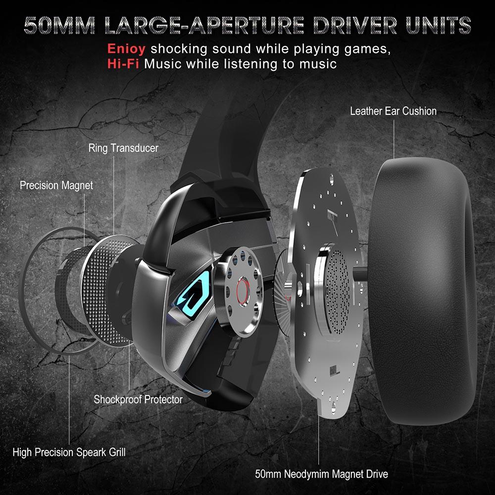 Tai nghe chơi game ONIKUMA K5 PRO có micrô PC Gamer,âm thanh nổi 3,5 mm chống ồn - Màu đỏ
