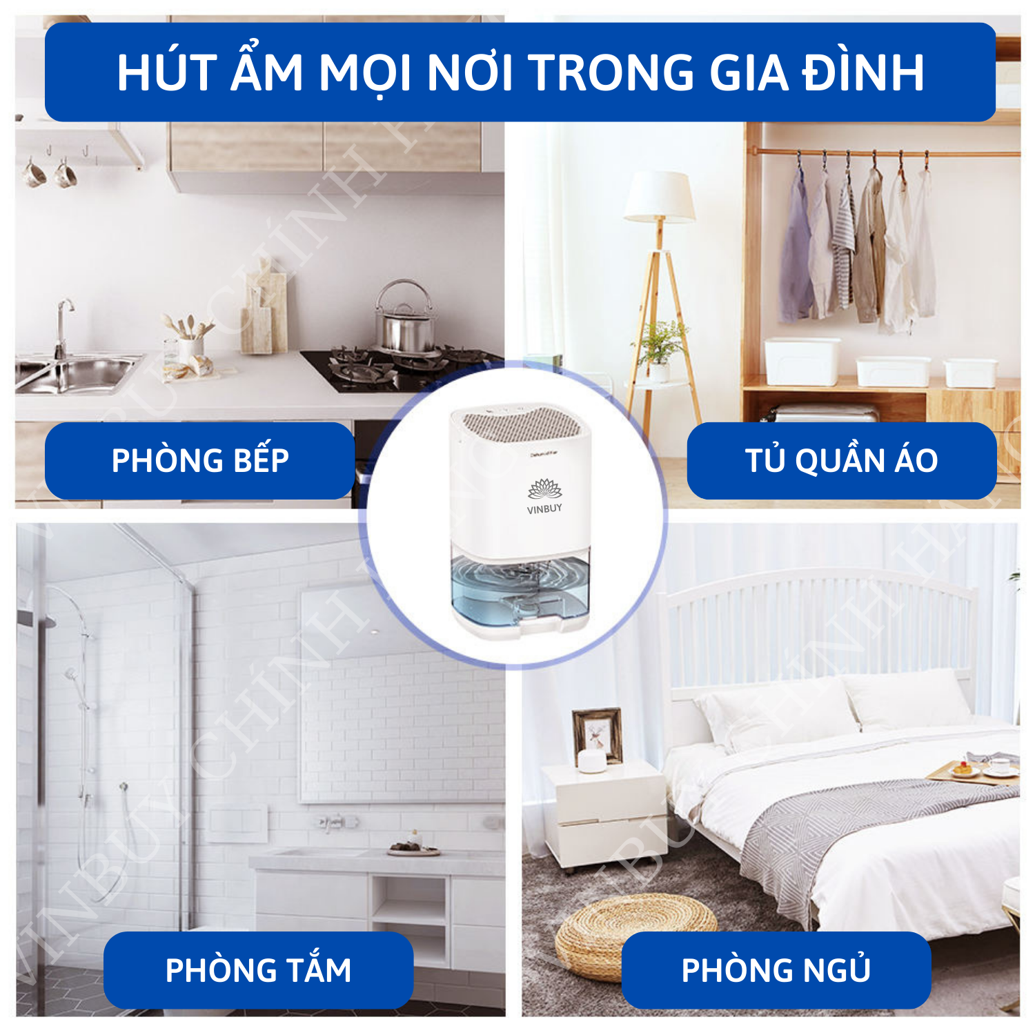 Máy hút ẩm không khí, hút ẩm gia đình gia dụng hàng chính hãng VinBuy, tiện lợi cho phòng ngủ, tủ quần áo, giảm ẩm mốc, lọc không khí loại bỏ chất ô nhiễm, tiếng ồn thấp