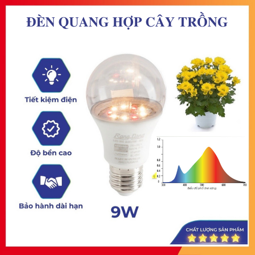 Đèn quang hợp, đèn trồng cây trong nhà 6W, chiếu sáng quang hợp cho cây xanh, trầu bà, lan chi, lộc phát, sen đá, Chính hãng Rạng Đông