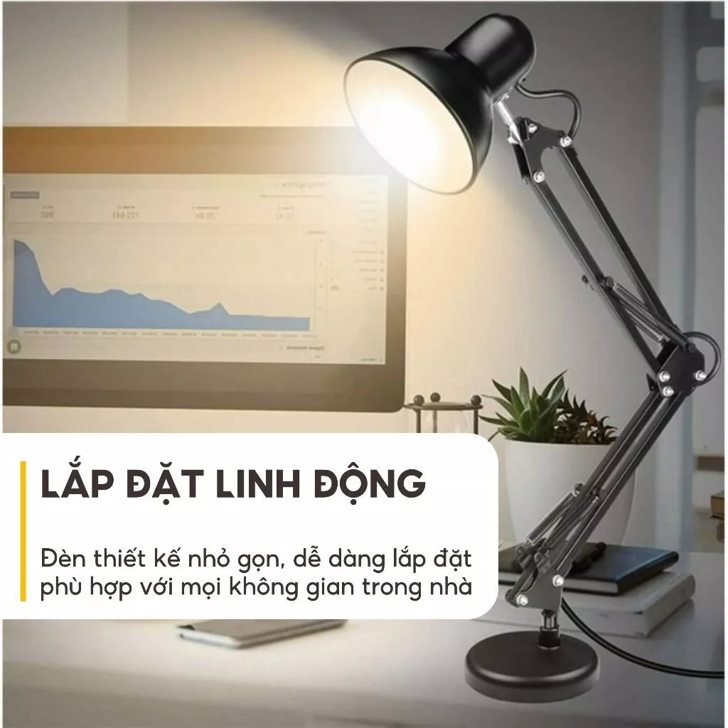 Đèn Bàn 355 Decor Lighting DB18 – Thiết Kế Gập Linh Hoạt Hiện Đại, Bóng E27 Trang Trí Nhà Cửa, Phòng Ngủ - Hàng nhập khẩu