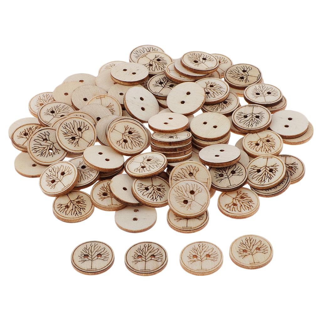 50 Miếng In Hình Vòng Nút Gỗ May Quần Áo Phụ Kiện 20 Mm