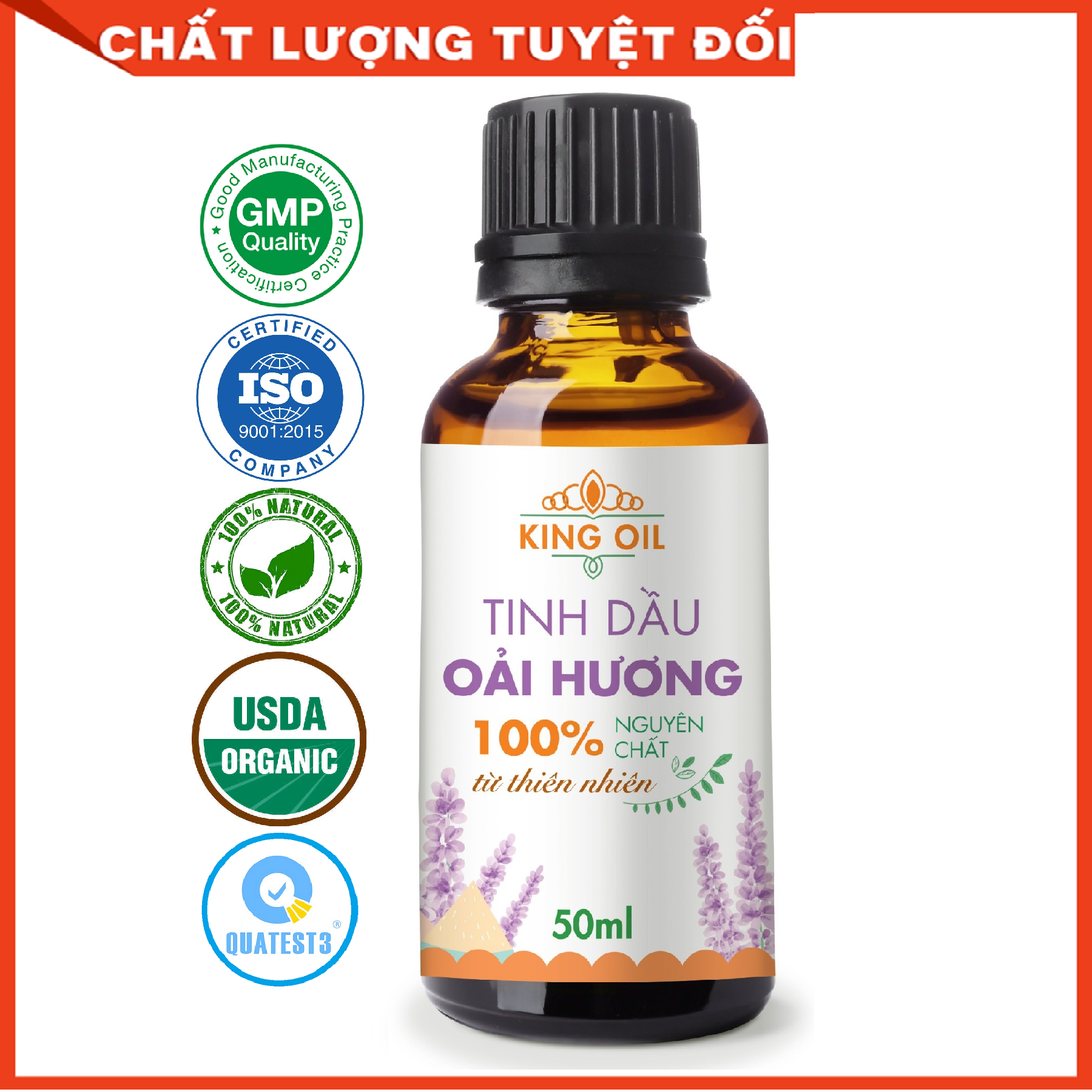 Tinh dầu Oải Hương 50ml nguyên chất từ thiên nhiên, xông phòng, khử mùi, thơm phòng, đuổi muỗi - KingOil