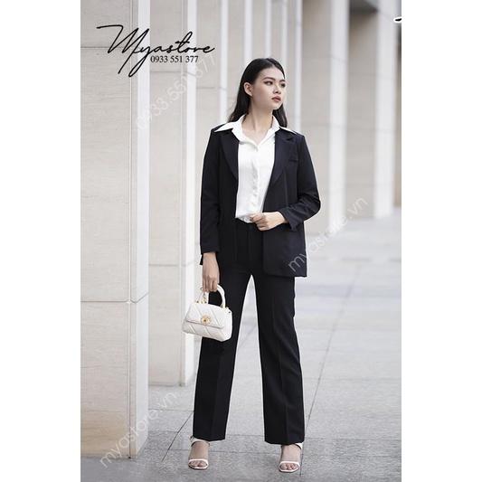 Set Blazer nữ màu đen cao cấp công sở dự tiệc