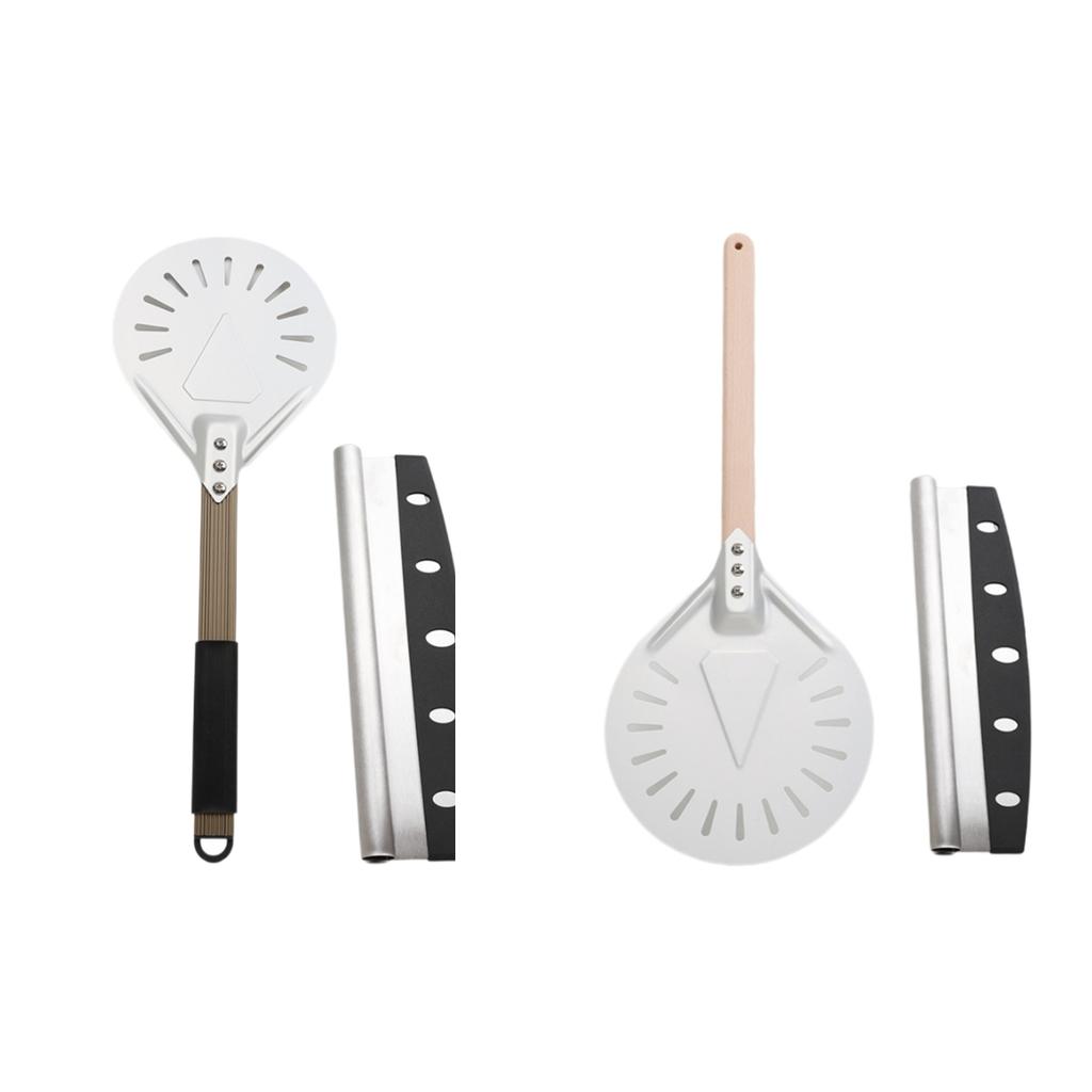 Aluminum Alloy Pizza Peel Professional Pizza Spatula and Pizza Cutter Baking Tool