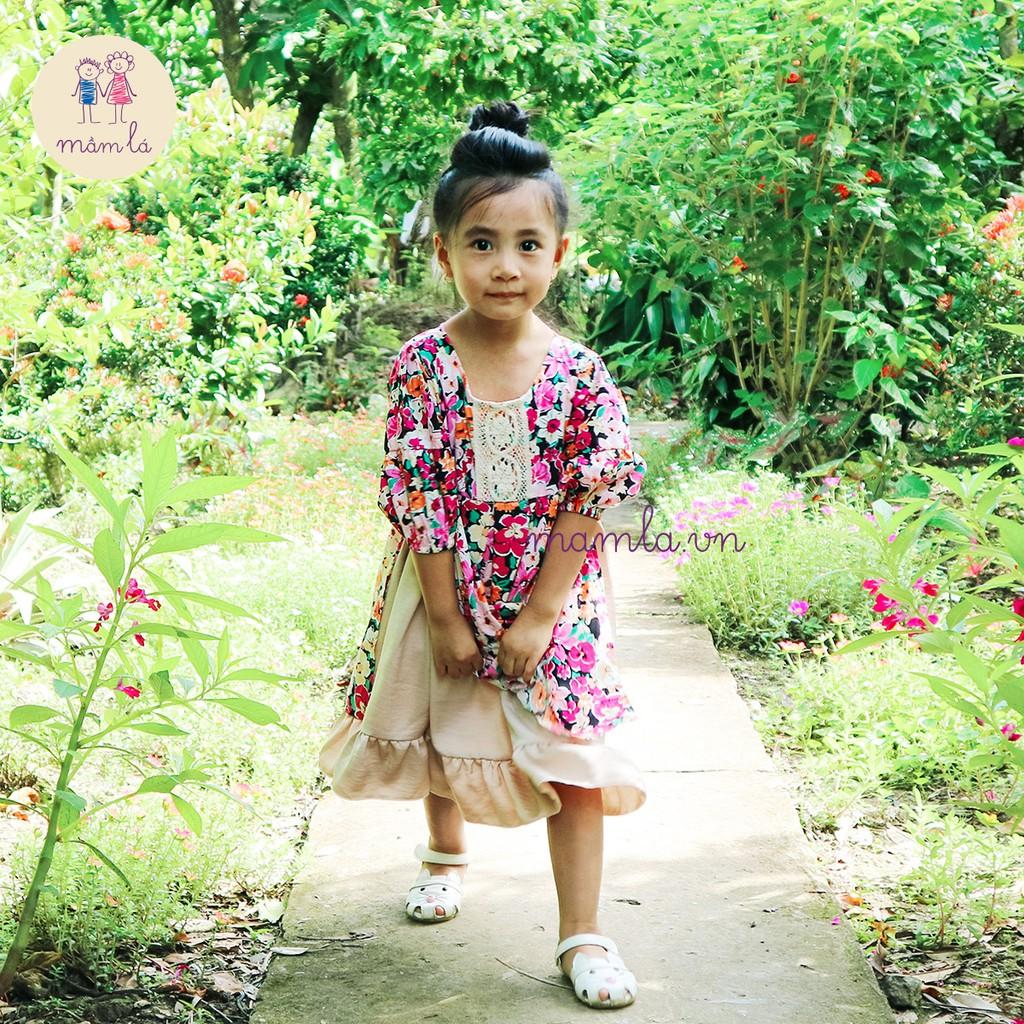 Váy đầm cách tân hoa to tím | 1Y-5Y
